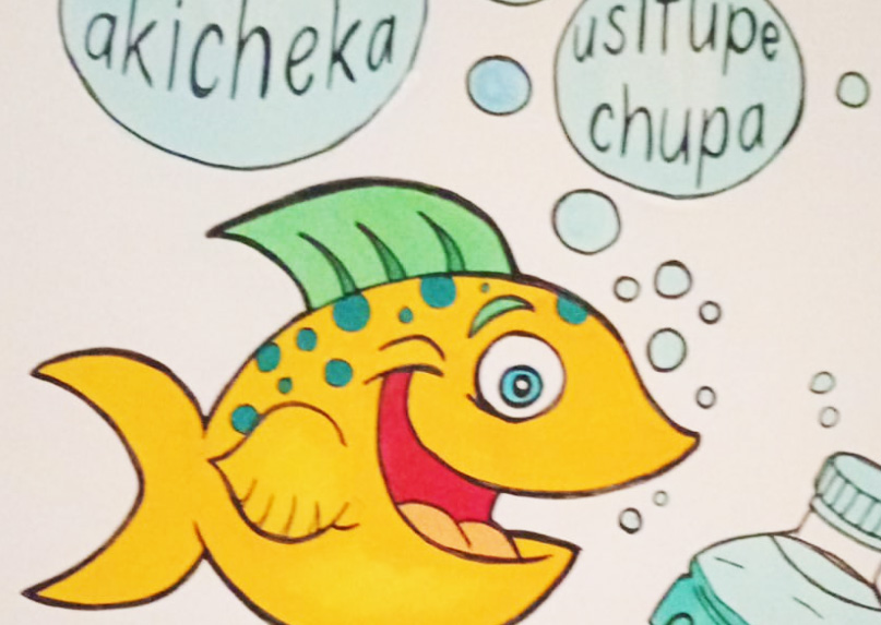 Graphic of beach clean up project for collecting plastic waste on beaches of Pangani